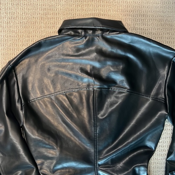 ENGLISH FACTORY faux leather cinched mini dress with snap bottoms in black M - Picture 8 of 9